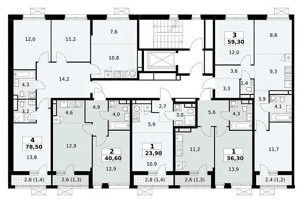 Количество комнат: 3,  59.3 кв.м.