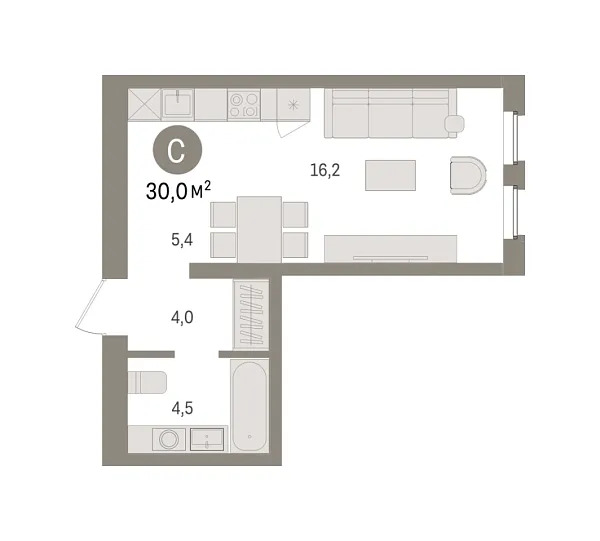 Новая квартира-студия
 30 м² на 3/8 этаже в ЖК «Зарека» в городе Тюмень 