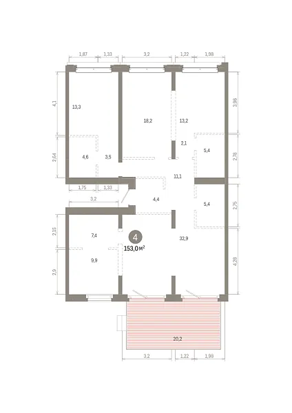 Количество комнат: 4,  152.95 кв.м.