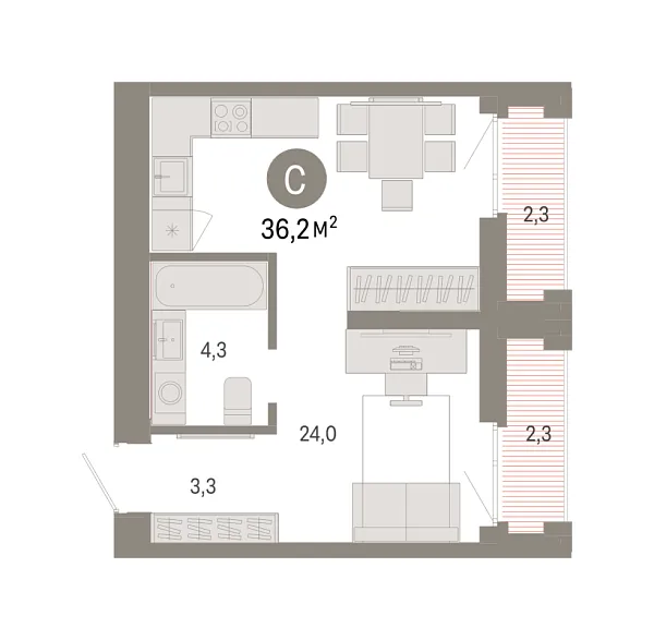 Новая квартира-студия
 36.2 м² на 14/18 этаже в ЖК «Республики 205» в городе Тюмень 