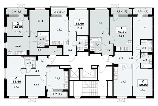 Количество комнат: 2,  59 кв.м.
