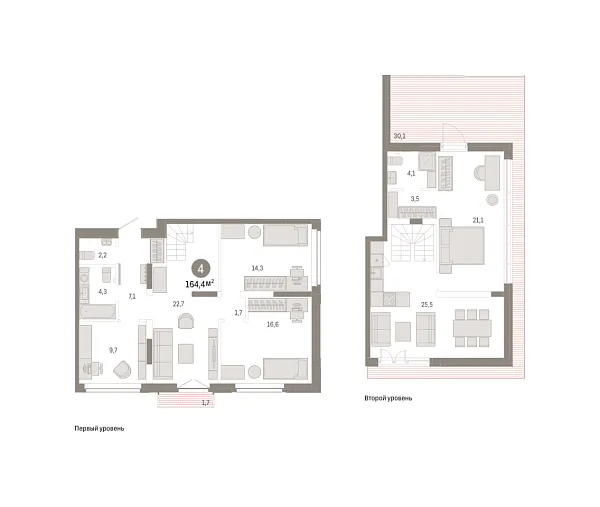 Новая 4-к квартира
 164.36 м² на 7/7 этаже в ЖК «Республики 205» в городе Тюмень 