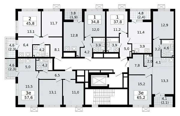 Количество комнат: 2,  44.9 кв.м.