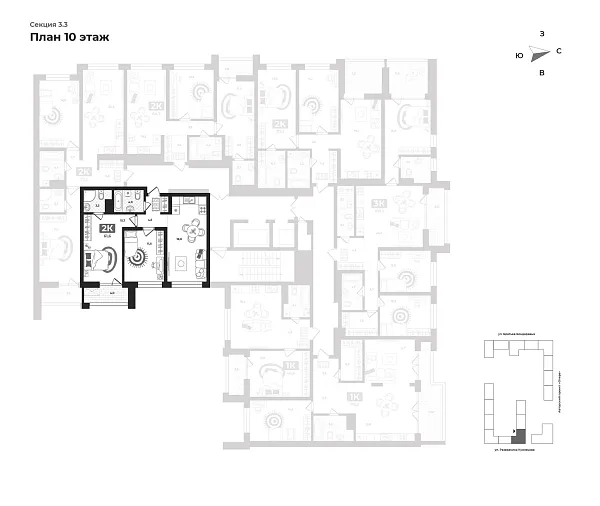Количество комнат: 2,  61.8 кв.м.