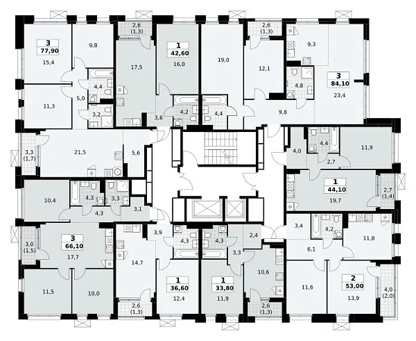 Количество комнат: 3,  84.1 кв.м.