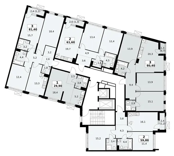 Количество комнат: 2,  59.8 кв.м.