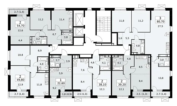 Количество комнат: 2,  39.2 кв.м.