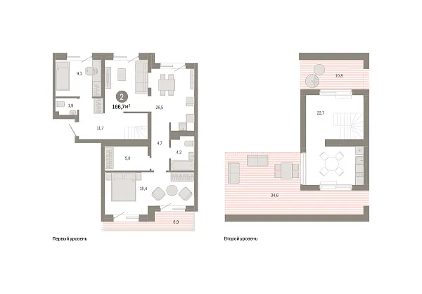 Новая 2-к квартира
 166.65 м² на 7/7 этаже в ЖК «Северный квартал» в городе Тюмень 