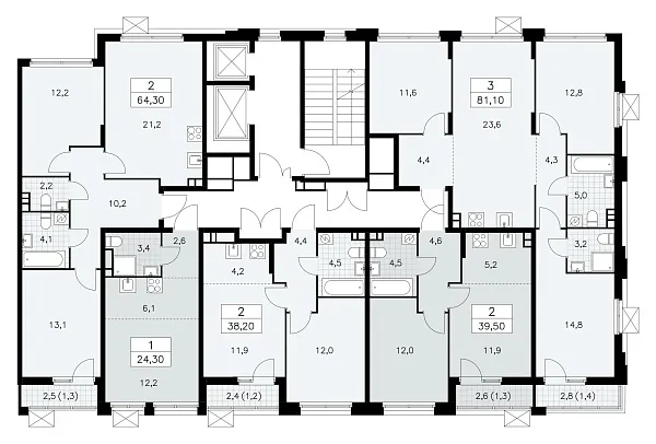 Количество комнат: 3,  81.1 кв.м.