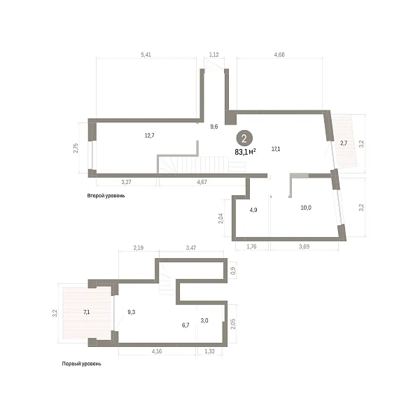 Количество комнат: 2,  83.1 кв.м.