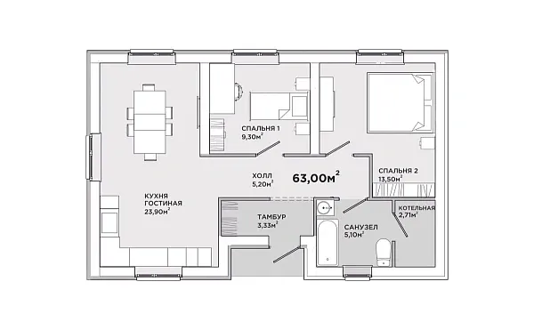 Коттедж, 63 кв.м.,  (участок 25)