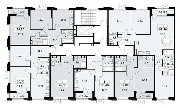 Количество комнат: 2,  50.2 кв.м.