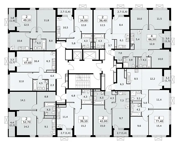 Количество комнат: 2,  47.6 кв.м.