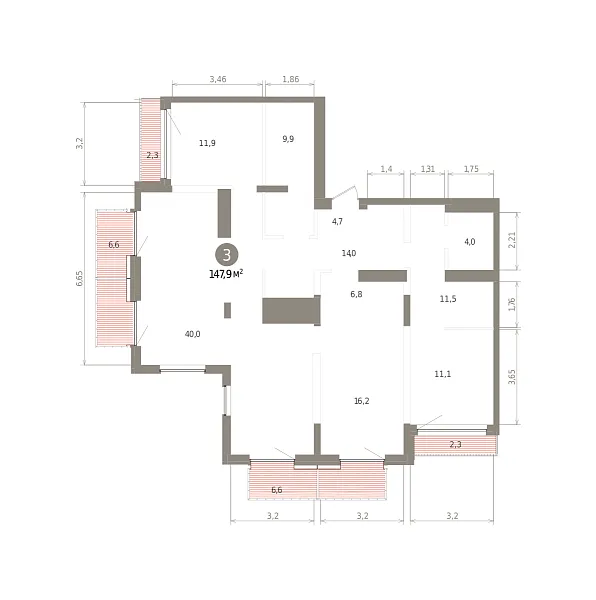 Количество комнат: 3,  147.91 кв.м.