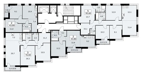 Количество комнат: 3,  76 кв.м.
