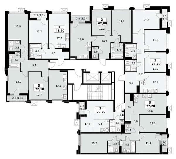 Количество комнат: 3,  77.2 кв.м.