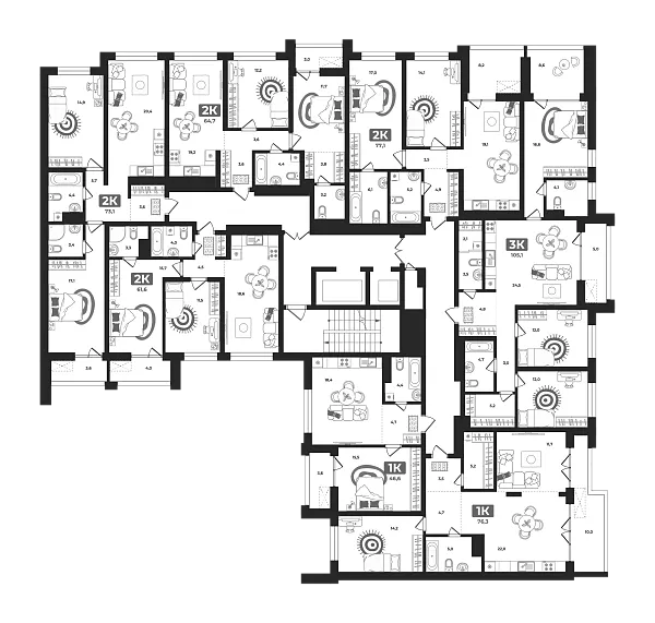 Количество комнат: 2,  61.8 кв.м.