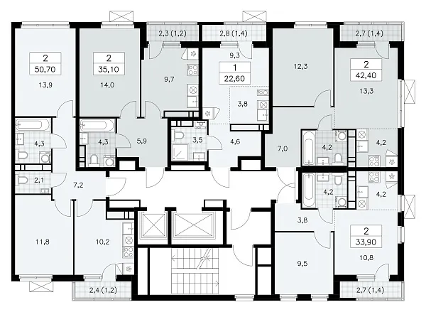 Количество комнат: 2,  33.9 кв.м.