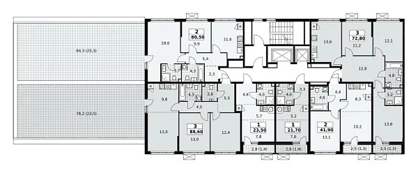 Количество комнат: 2,  80.5 кв.м.