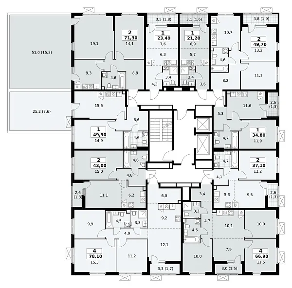 Количество комнат: 1,  49.3 кв.м.