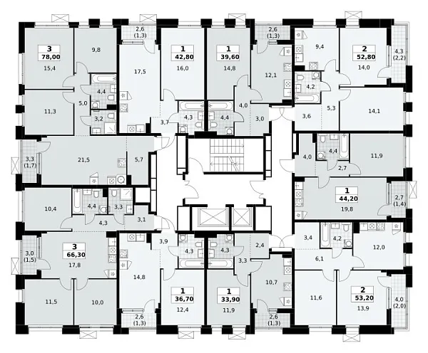 Количество комнат: 3,  78 кв.м.