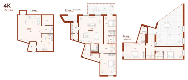 Новая 4-к квартира
 259.26 м² на 1/14 этаже в ЖК «ЖК Новатор» в городе Тюмень 
