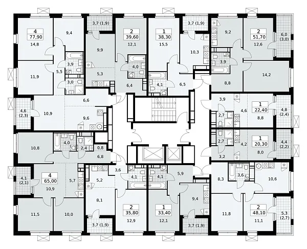 Количество комнат: 2,  51.7 кв.м.