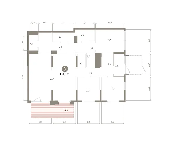 Количество комнат: 3,  139.9 кв.м.