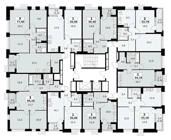 Количество комнат: 3,  77.9 кв.м.