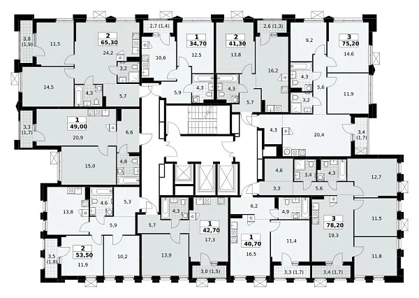 Количество комнат: 2,  65.3 кв.м.