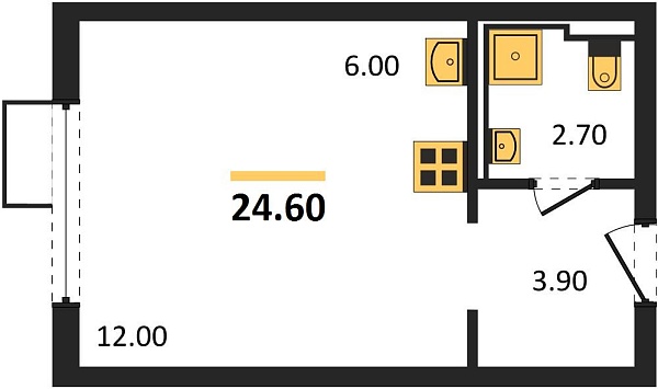 Новая квартира-студия
 24.6 м² на 9/24 этаже в ЖК «Барса» в городе Тюмень 