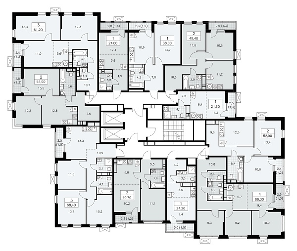 Количество комнат: 3,  68.4 кв.м.