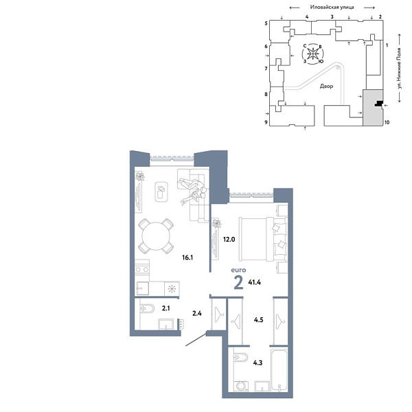Новая 2-к квартира
 41.4 м² на 23/38 этаже в ЖК «Страна.Заречная» в городе Тюмень 