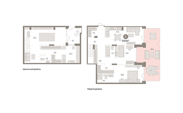 Новая 2-к квартира
 174.78 м² на 1/9 этаже в ЖК «Европейский квартал» в городе Тюмень 