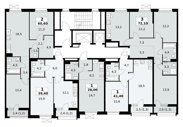 Количество комнат: 1,  41.4 кв.м.