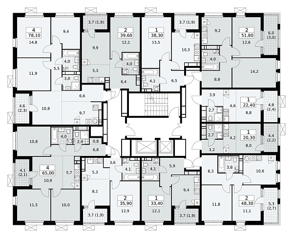 Количество комнат: 2,  48.3 кв.м.