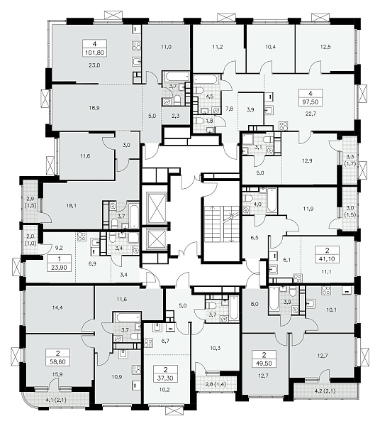 Количество комнат: 4,  101.8 кв.м.