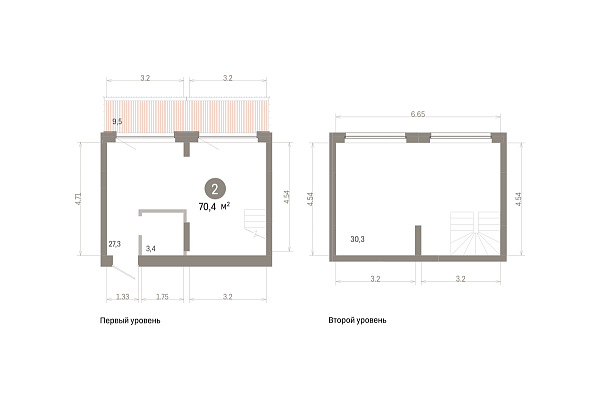 Количество комнат: 2,  70.43 кв.м.