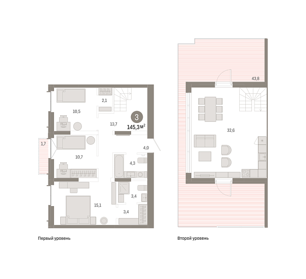 Новая 3-к квартира
 145.33 м² на 7/7 этаже в ЖК «Республики 205» в городе Тюмень 