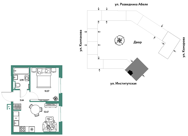 Новая 2-к квартира
 31.67 м² на 7/26 этаже в ЖК «Страна.Парковая» в городе Тюмень 