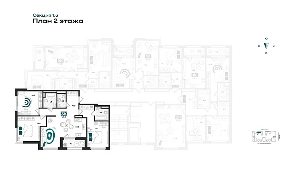 Количество комнат: 3,  95.6 кв.м.