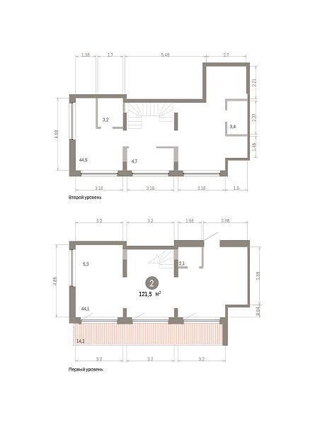 Количество комнат: 2,  121.49 кв.м.