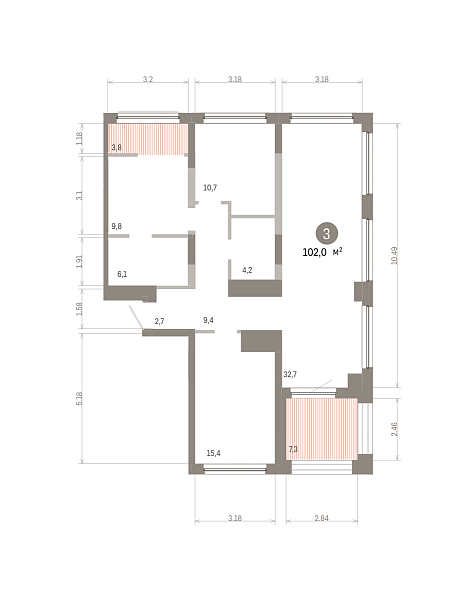 Количество комнат: 3,  102.01 кв.м.