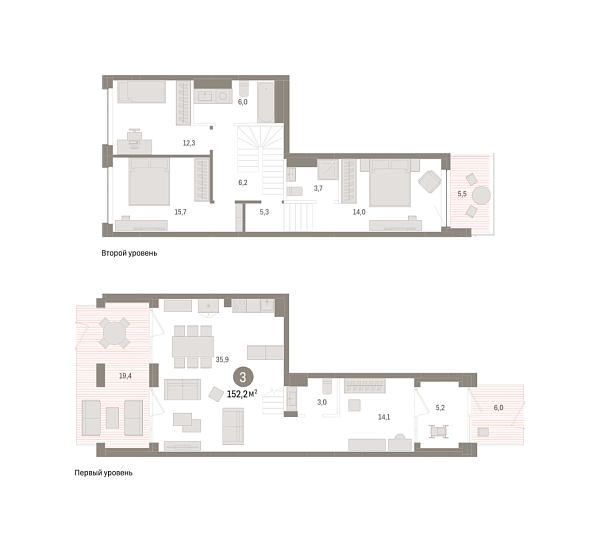 Новая 3-к квартира
 152.16 м² на 1/4 этаже в ЖК «Европейский квартал» в городе Тюмень 