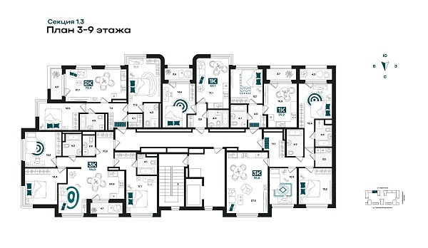 Количество комнат: 2,  73.4 кв.м.