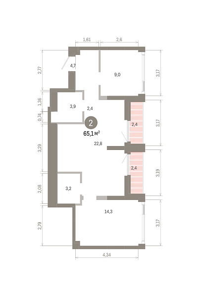 Количество комнат: 2,  63.48 кв.м.