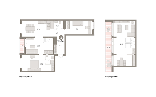 Новая 2-к квартира
 139.9 м² на 7/7 этаже в ЖК «Речной порт» в городе Тюмень 