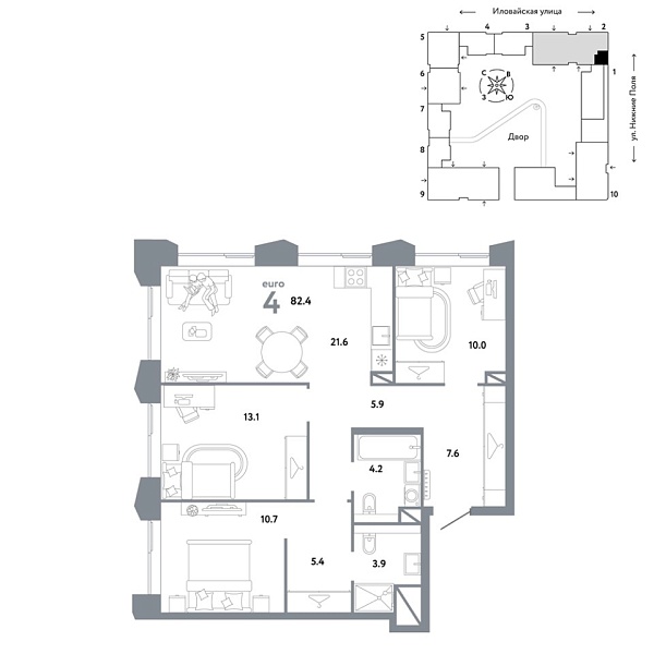 Новая 4-к квартира
 82.4 м² на 15/38 этаже в ЖК «Страна.Заречная» в городе Тюмень 