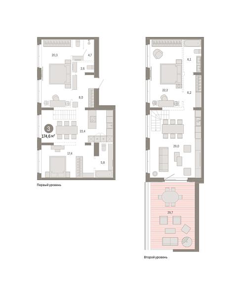 Новая 3-к квартира
 174.55 м² на 7/7 этаже в ЖК «Кварталы «На Минской»» в городе Тюмень 