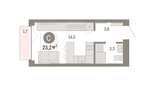 Новая квартира-студия
 23.23 м² на 4/7 этаже в ЖК «Республики 205» в городе Тюмень 